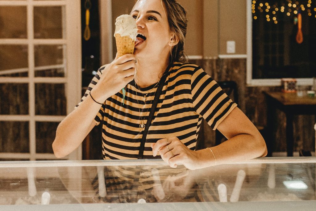 woman eating ice cream, Emotional Eating